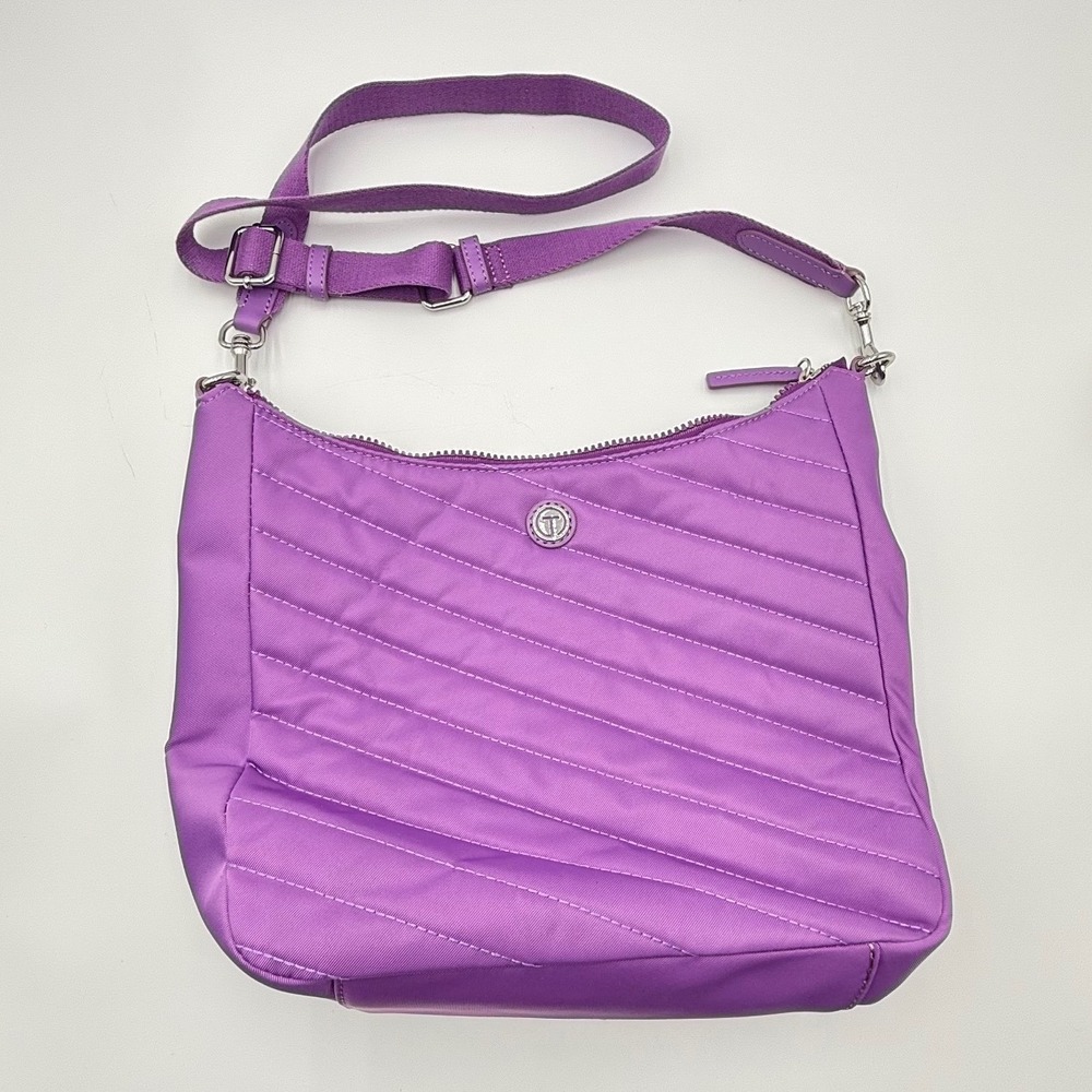 Talbots Womens Purple Quilted Nylon Crossbody Bag Adjustable Strap CN5329